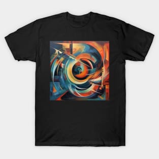 Minimalistic Geometric Patterns in an Abstract Oil Painting T-Shirt